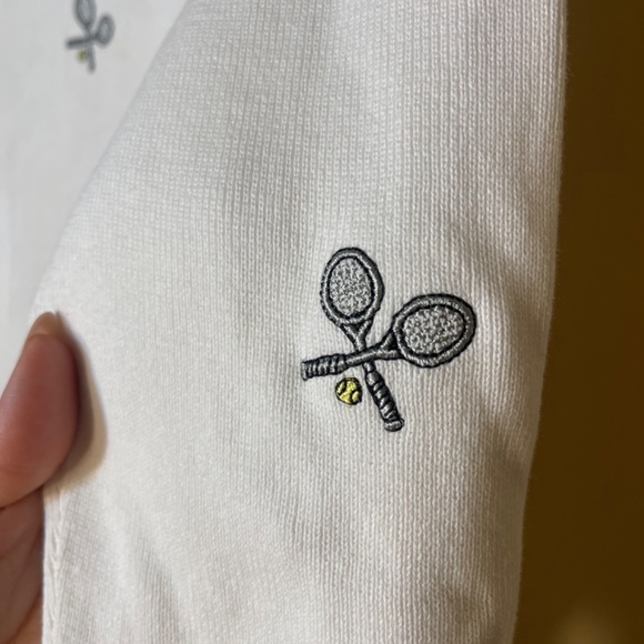 Tennis embriodered White V-Neck Top - Picture 4 of 8